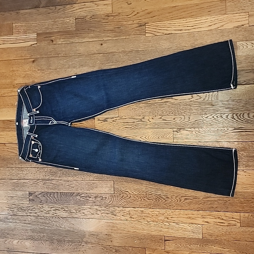 True Religion Jeans Boys 12 Dark Blue with White Stich pipping